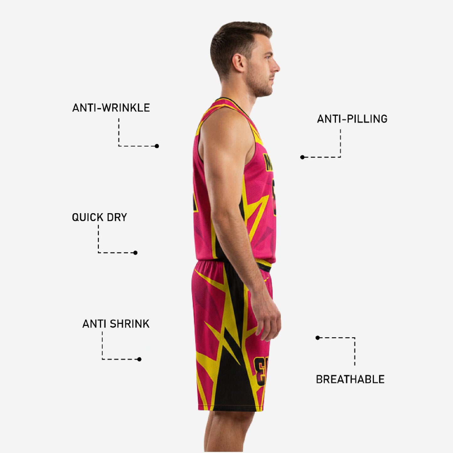 Deep Carmine Personalized Basketball Team Uniform - Custom Name Number Jersey & Shorts