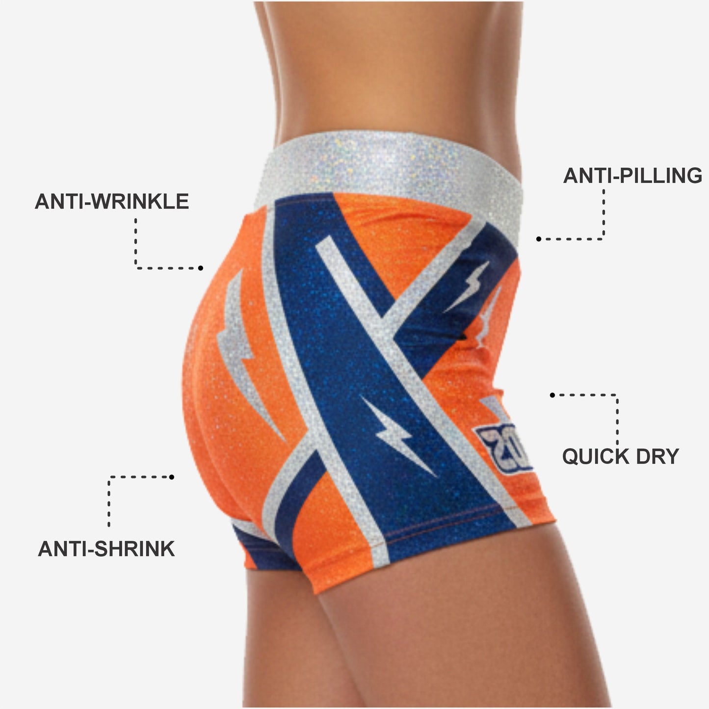 Custom Cheerleading Boy Cut Shorts - Competition Athletic Shorts in Orange