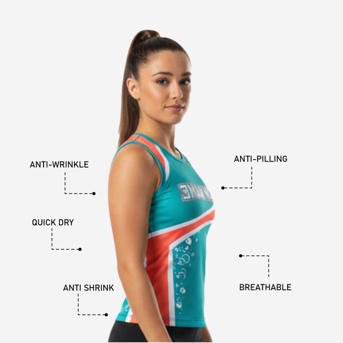 Custom Sleeveless Cheerleading Shell - Cadet Blue Tank Top Uniform