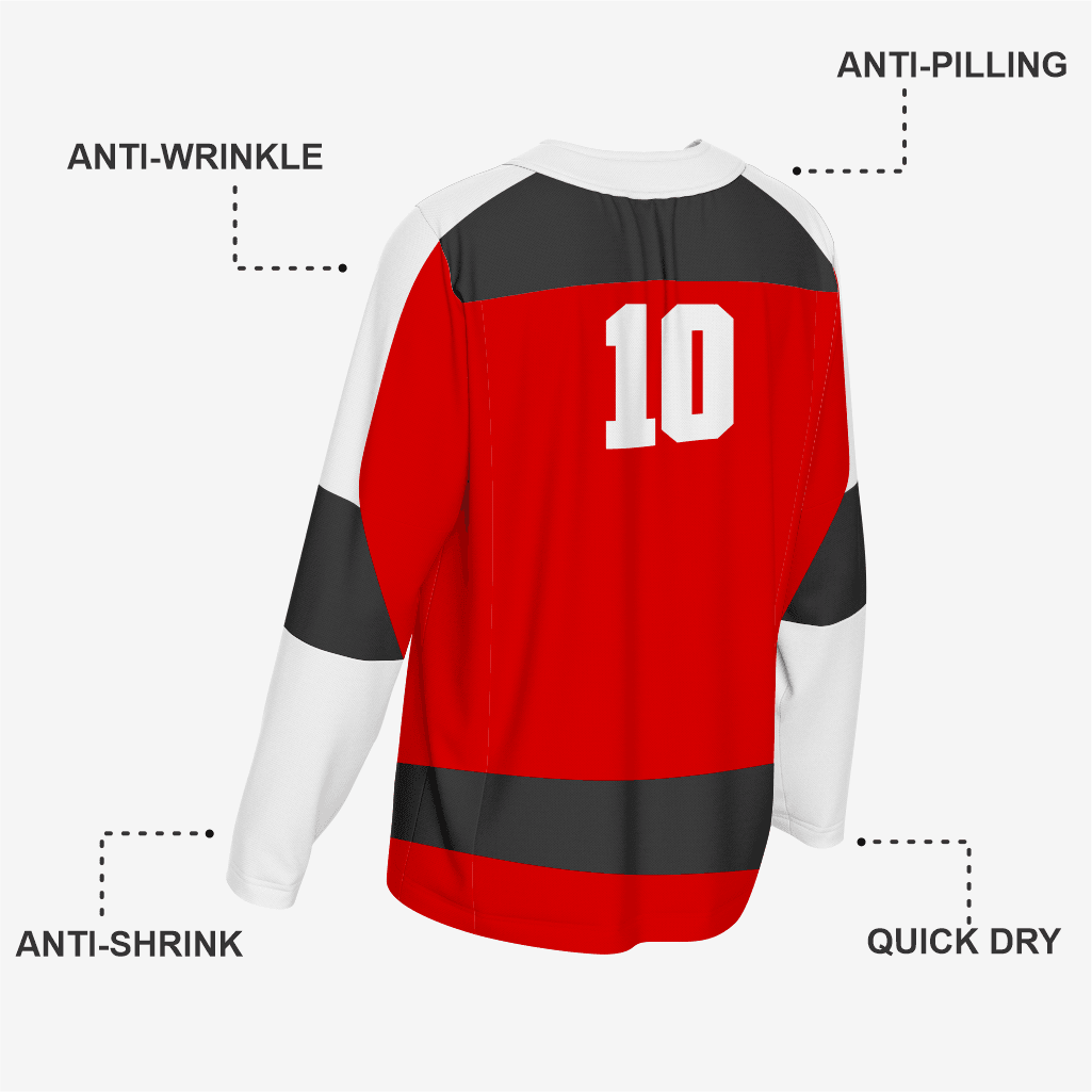 Custom Ice Hockey Jersey in Red/Black - K2 Sportswear | Custom Sports Uniforms & Apparels - K2 Sportswear