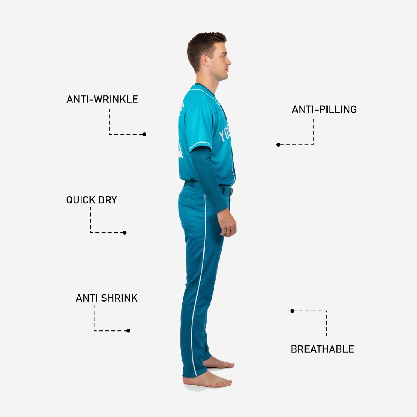 Personalized Baseball Uniform in Ball Blue - Custom Jersey & Pants Uniform Set