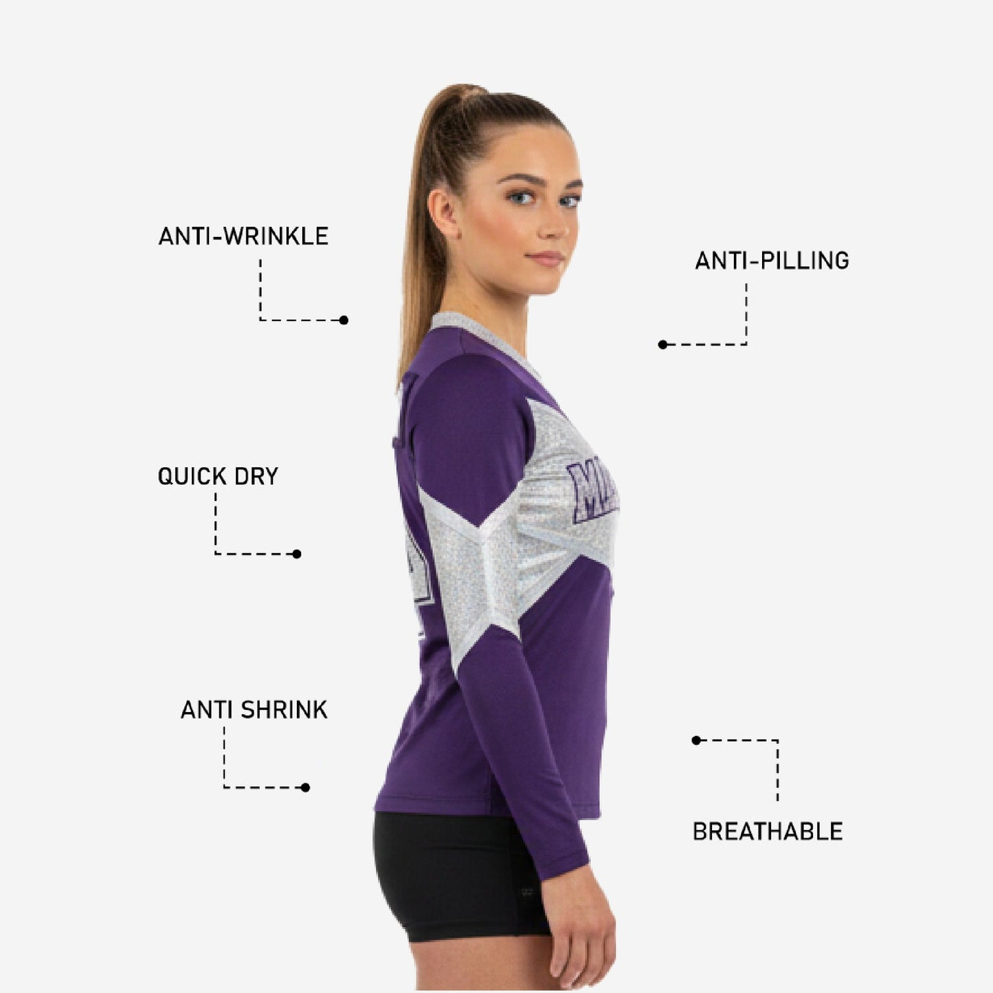 Custom Long Sleeve Cheerleading Jersey - Patrick Blue V-Neck Practice Jersey