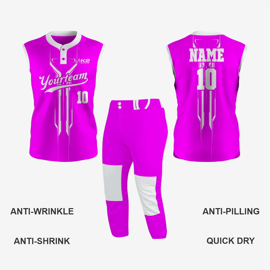 Premium Magenta Sleeveless Softball Jersey with 2 Buttons - K2 Sportswear | Custom Sports Uniforms & Apparels - K2 Sportswear