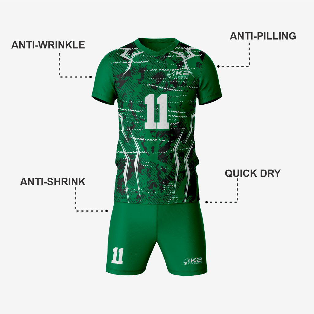 Premium Custom Green Volleyball Uniform Set - K2 Sportswear | Custom Sports Uniforms & Apparels - K2 Sportswear