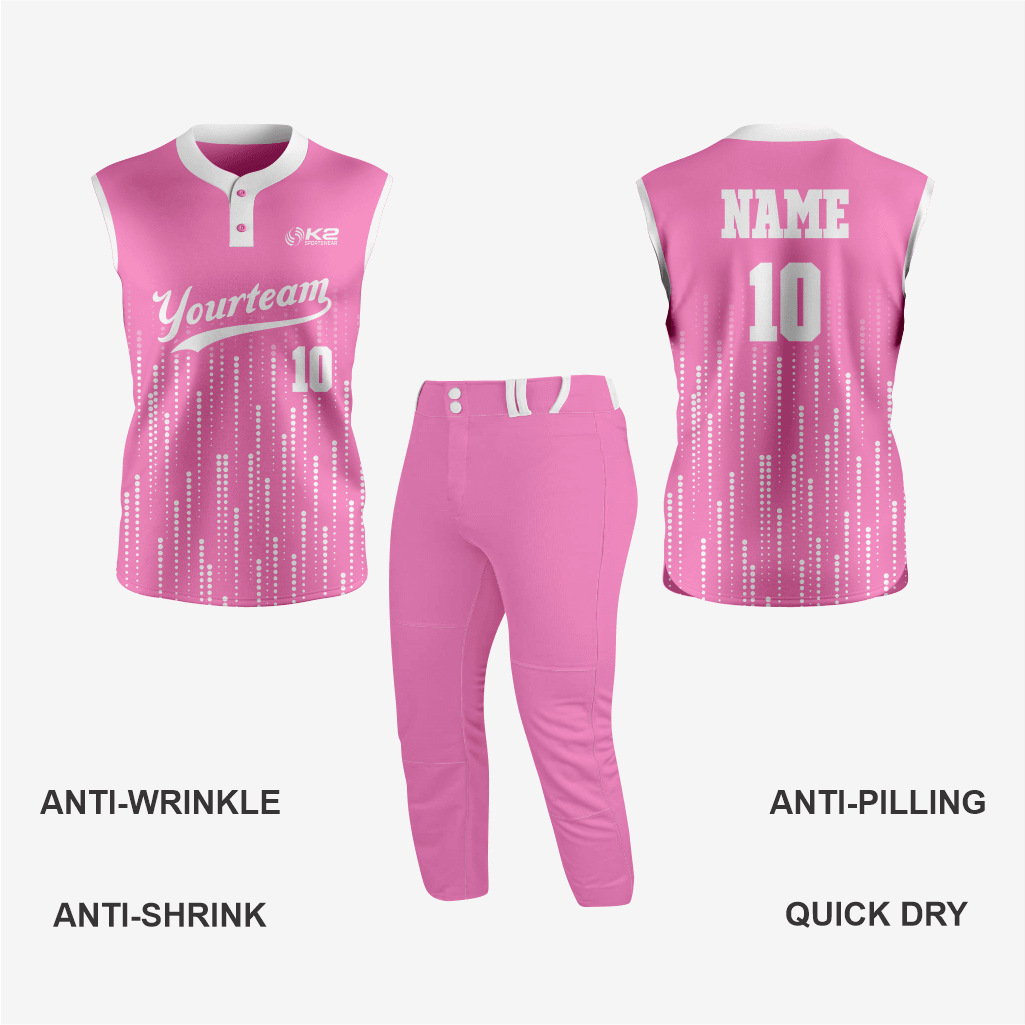 Custom 2-Button Sleeveless Softball Jersey – Pink for Men/Women - K2 Sportswear | Custom Sports Uniforms & Apparels - K2 Sportswear