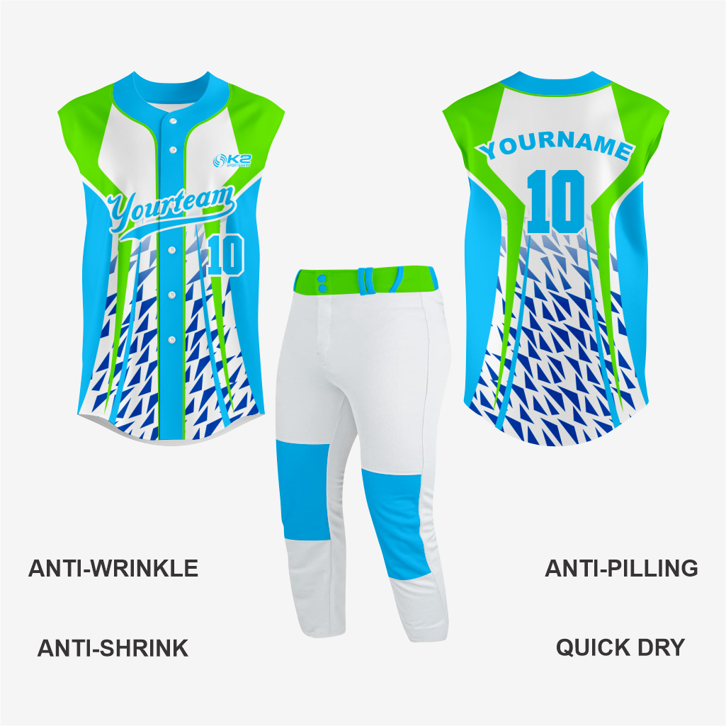 Custom Turquoise/Green Sleeveless Full Button Softball Jersey – Pro Fit