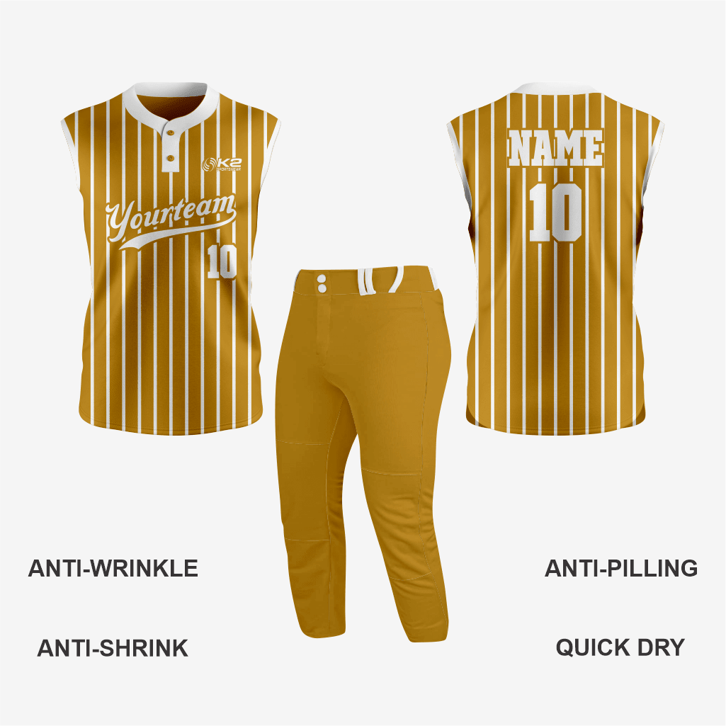Custom Bronze Sleeveless 2 Button Softball Jersey – Perfect for Men/Women - K2 Sportswear | Custom Sports Uniforms & Apparels - K2 Sportswear