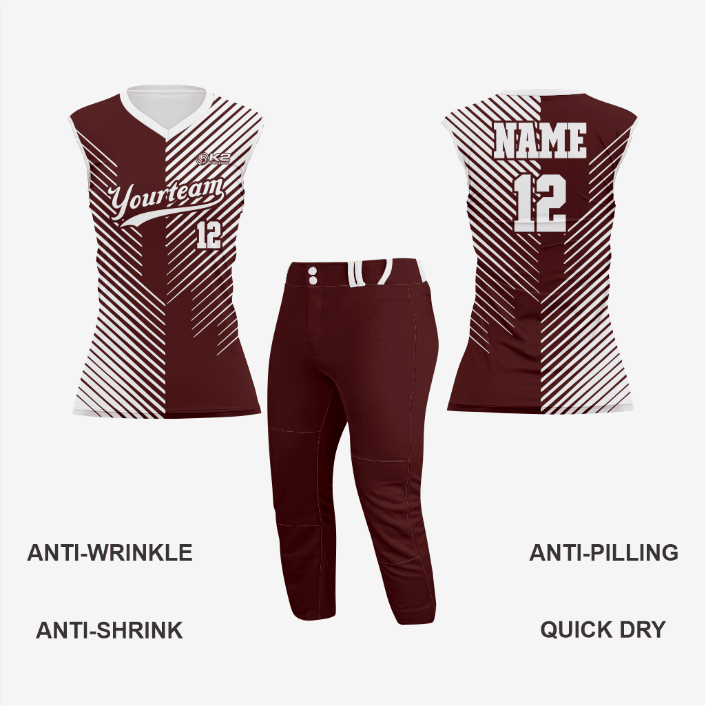 Dark Brown Custom Softball Sleeveless V Neck Uniform/Kit - K2 Sportswear | Custom Sports Uniforms & Apparels - K2 Sportswear