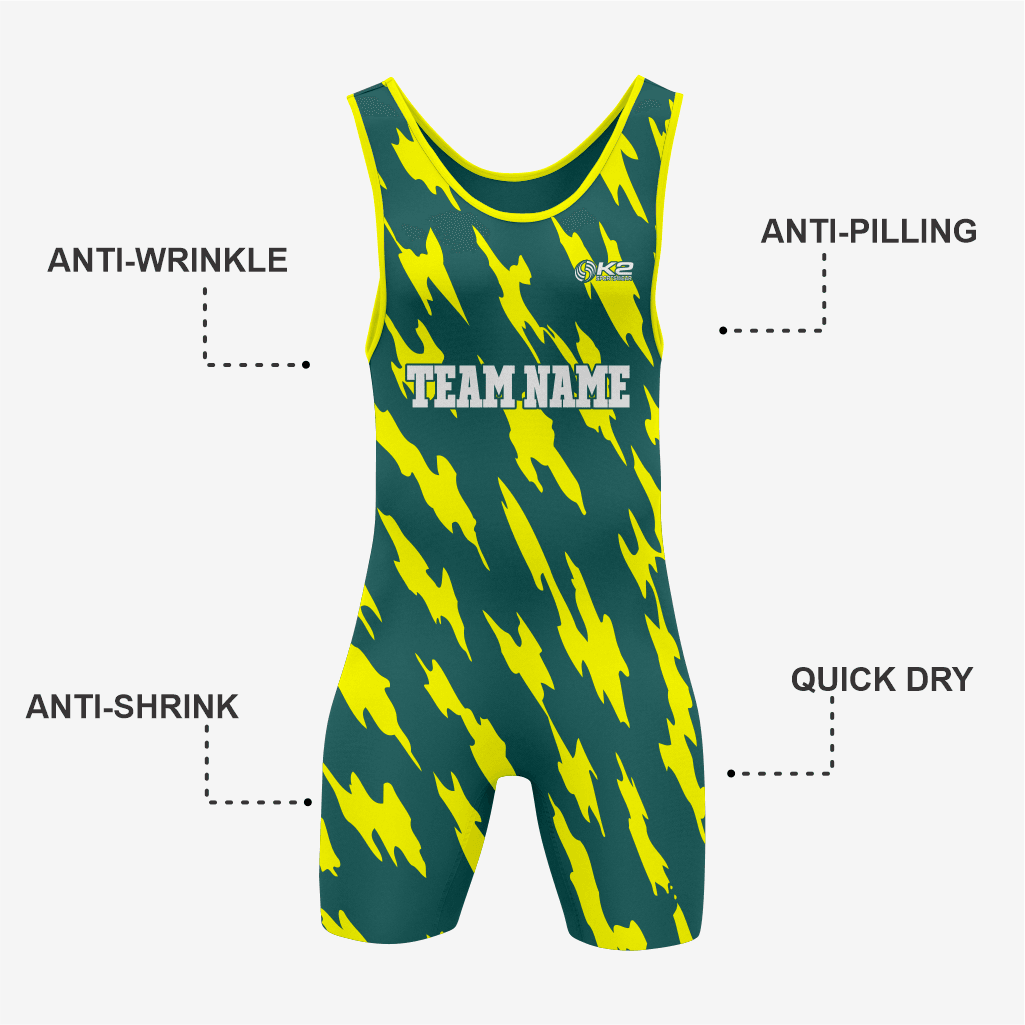 Custom Wrestling Singlet – Green/Yellow Singlet for Champions - K2 Sportswear | Custom Sports Uniforms & Apparels - K2 Sportswear