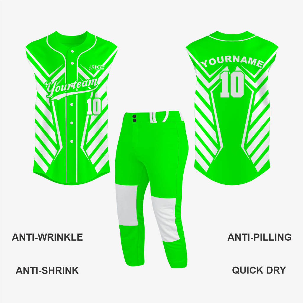 Personalized Electric Green Sleeveless Full Button Softball Jersey – Pro Fit - K2 Sportswear | Custom Sports Uniforms & Apparels - K2 Sportswear