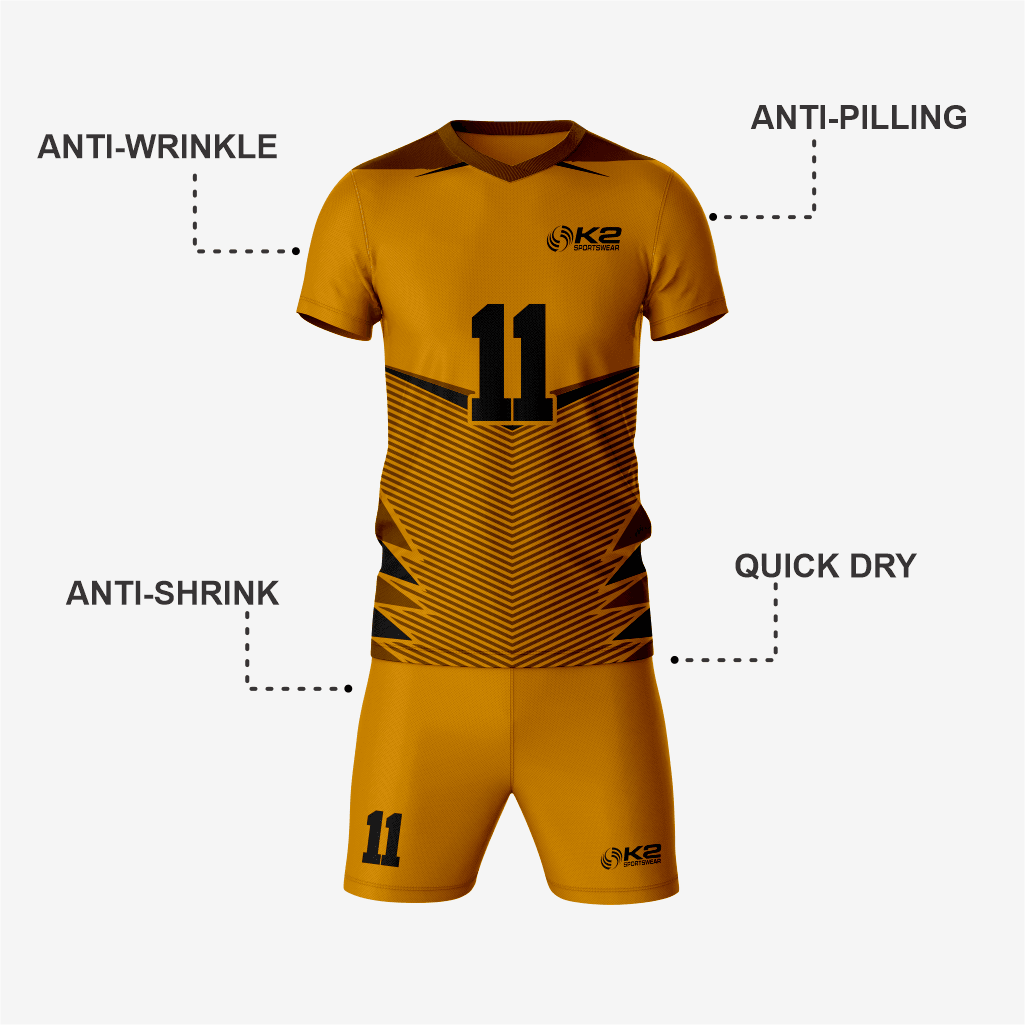 Golden/Black Custom Volleyball Uniform Set for Teams - K2 Sportswear | Custom Sports Uniforms & Apparels - K2 Sportswear