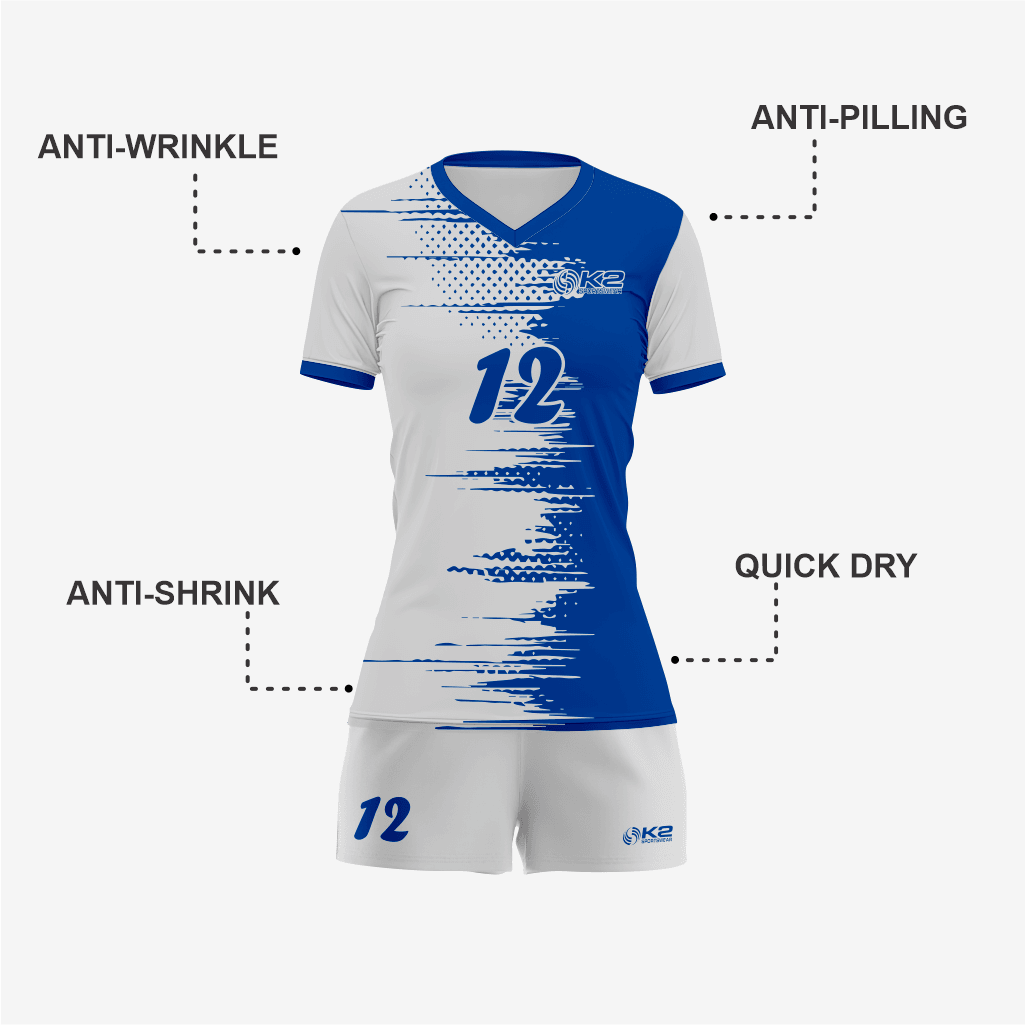 Personalized Blue/White Volleyball Uniform Set for Winning Teams - K2 Sportswear | Custom Sports Uniforms & Apparels - K2 Sportswear
