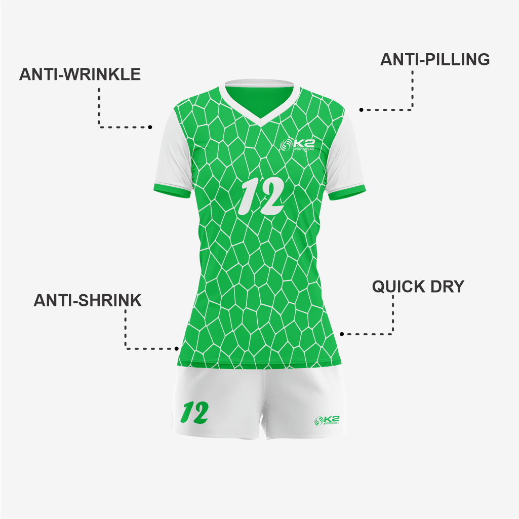 Team Ready Custom Paris Green Volleyball Uniform Set - K2 Sportswear | Custom Sports Uniforms & Apparels - K2 Sportswear