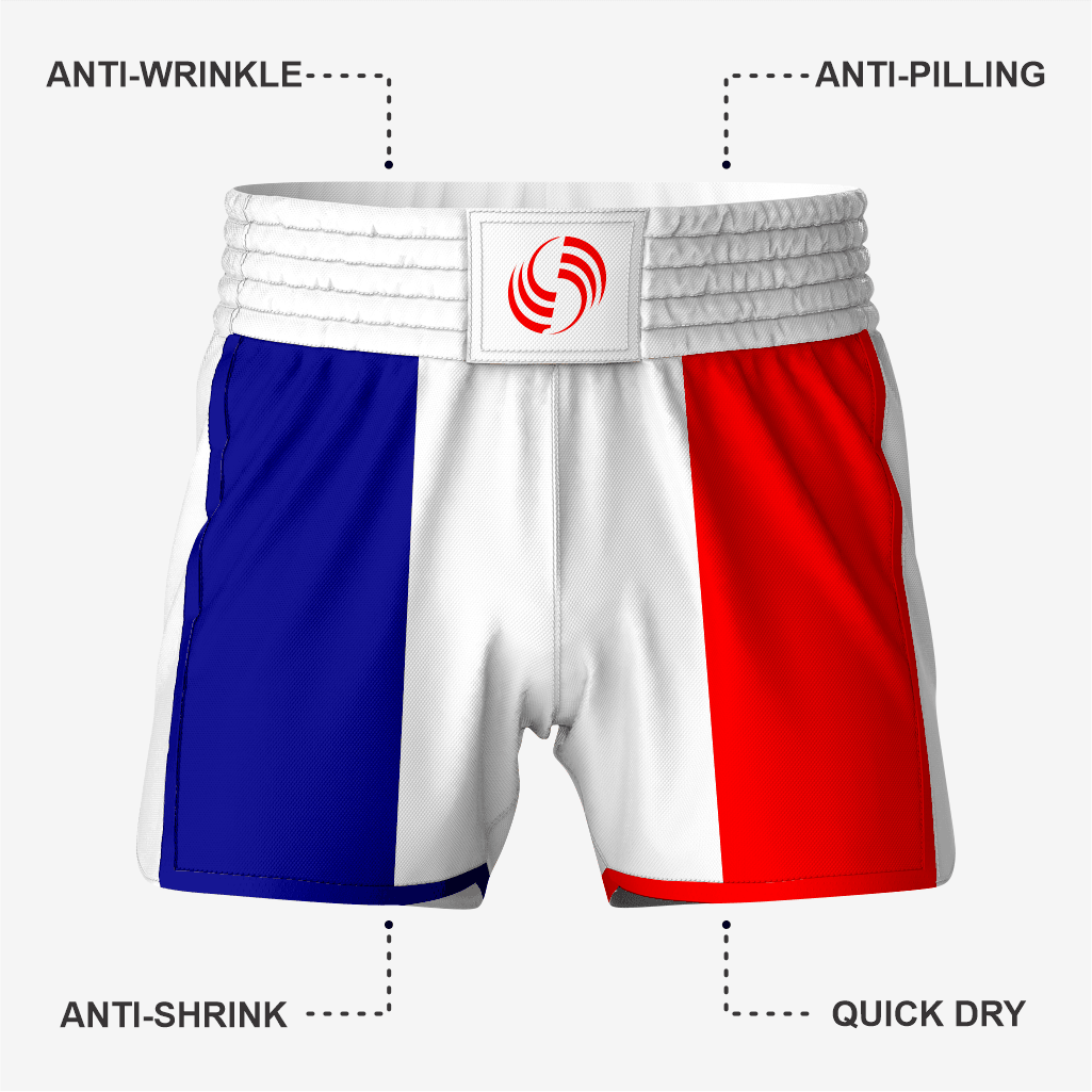 Custom Wrestling Fighting Shorts in Red/White/Blue - K2 Sportswear | Custom Sports Uniforms & Apparels - K2 Sportswear