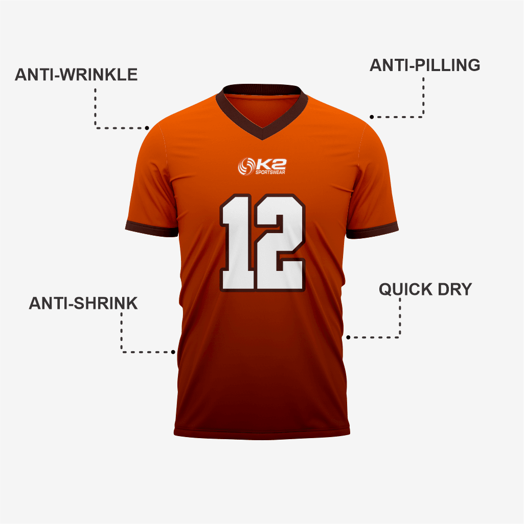 Personalized Orange Football Fan Jersey for Men & Women - K2 Sportswear | Custom Sports Uniforms & Apparels - K2 Sportswear
