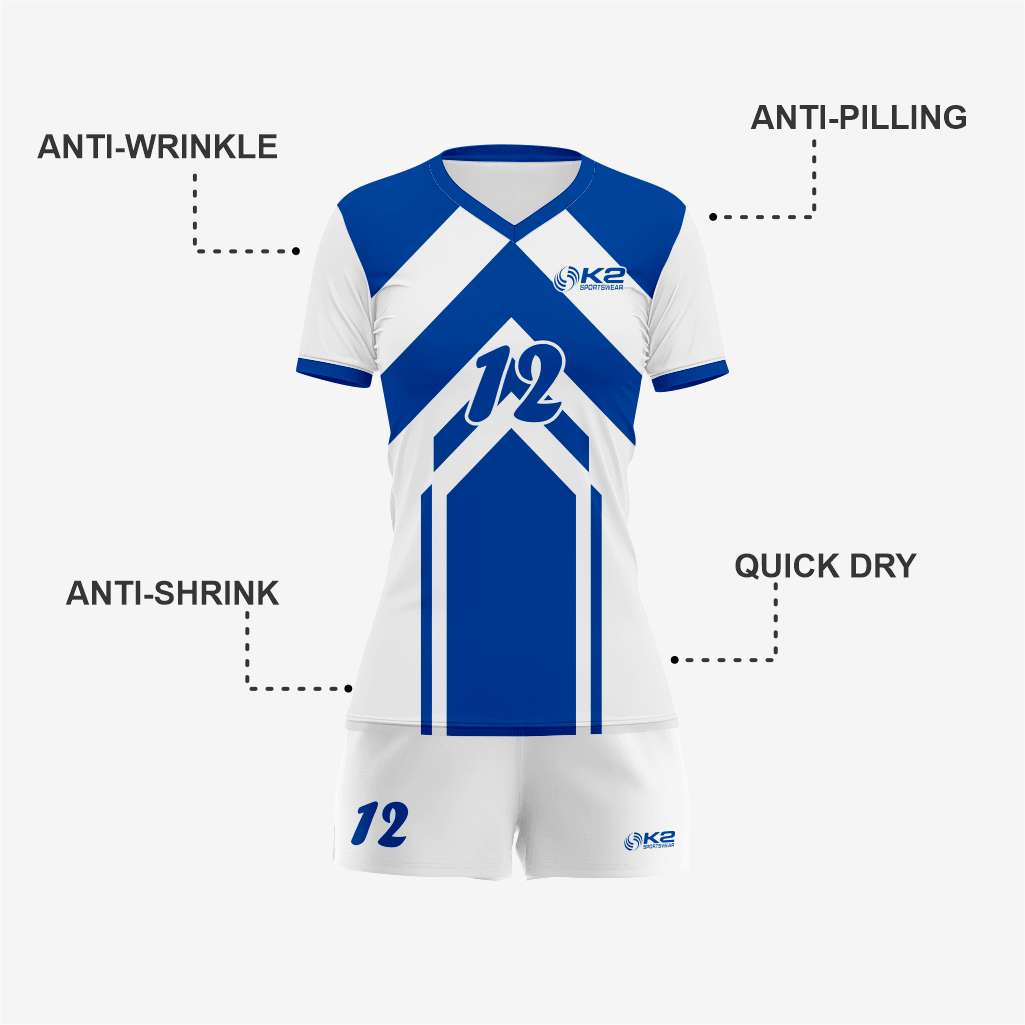 Personalized Blue/White Volleyball Uniform Set for Athletes - K2 Sportswear | Custom Sports Uniforms & Apparels - K2 Sportswear