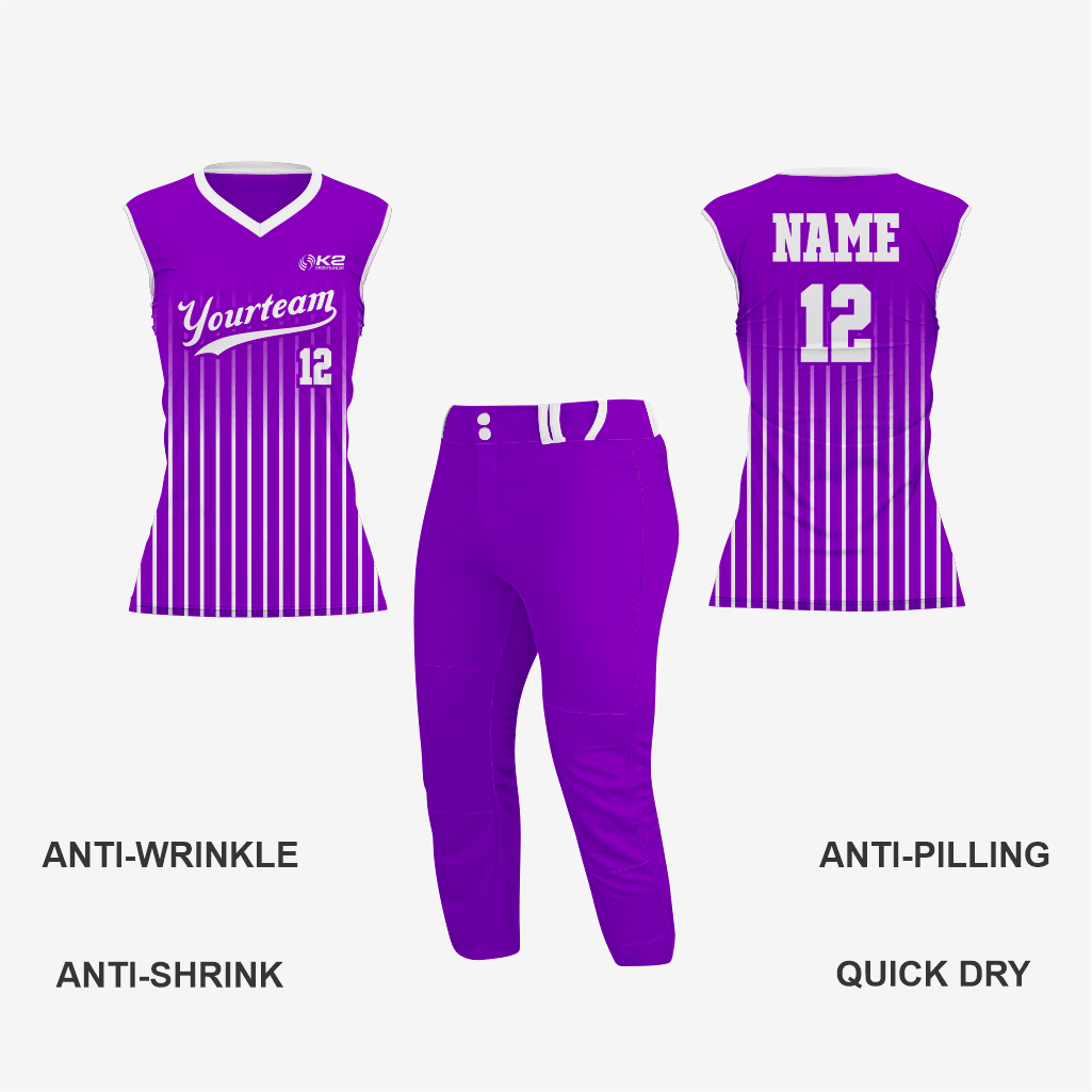 Purple Custom Softball Sleeveless V Neck Jersey - K2 Sportswear | Custom Sports Uniforms & Apparels - K2 Sportswear