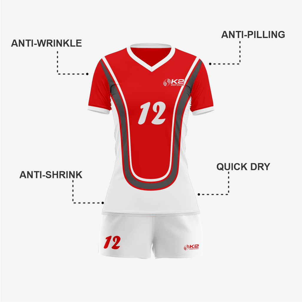 Personalized Red Volleyball Uniform Set for Athletes - K2 Sportswear | Custom Sports Uniforms & Apparels - K2 Sportswear