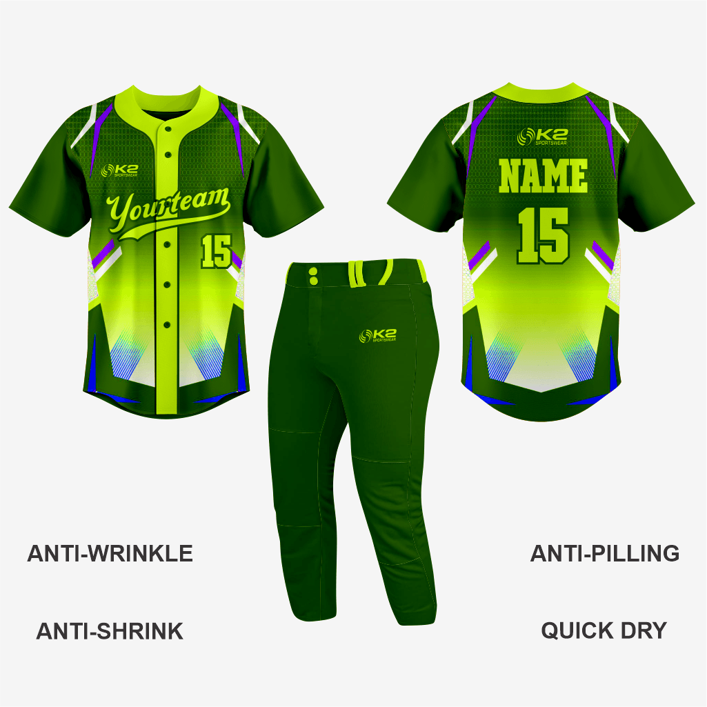 Softball Full Button Jersey – Custom Yellow Green for Teams - K2 Sportswear | Custom Sports Uniforms & Apparels - K2 Sportswear
