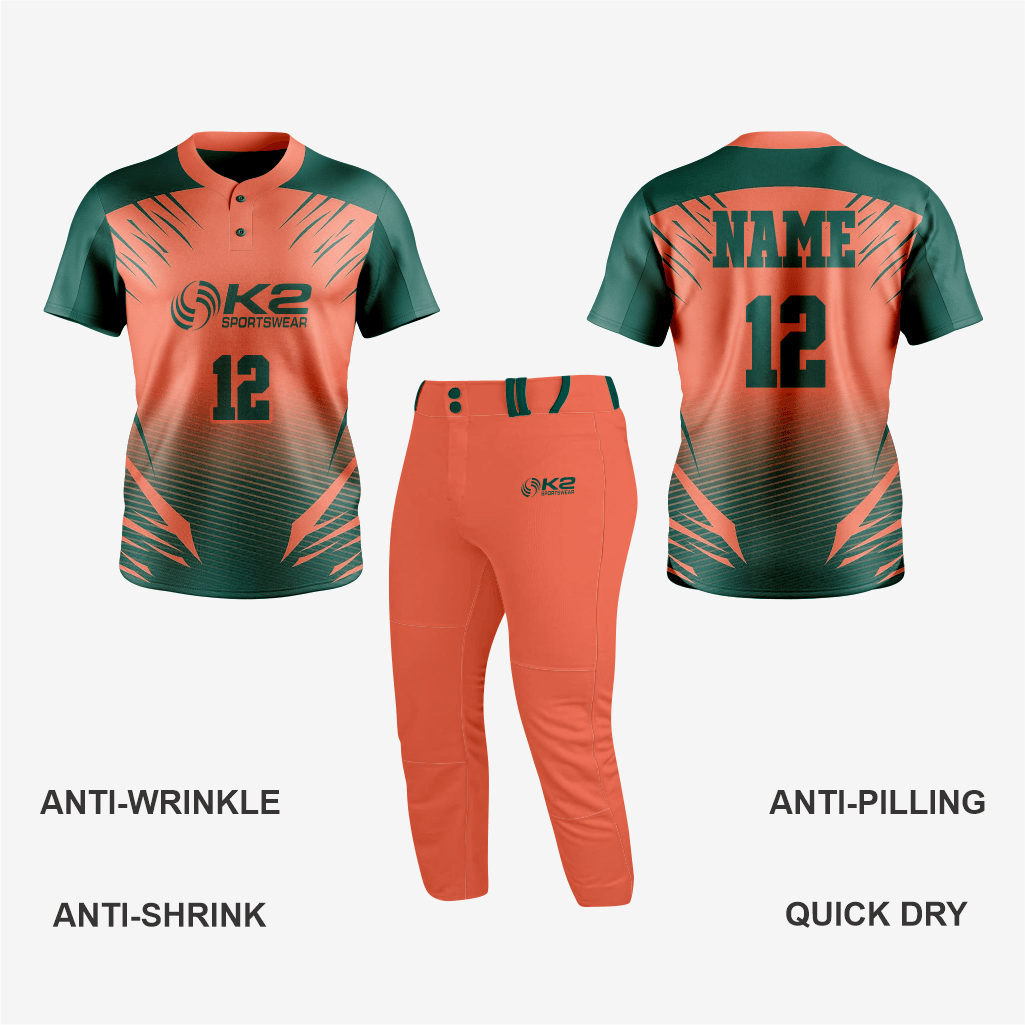 Men/Women Custom Softball 2 Button Jersey in Red - K2 Sportswear | Custom Sports Uniforms & Apparels - K2 Sportswear