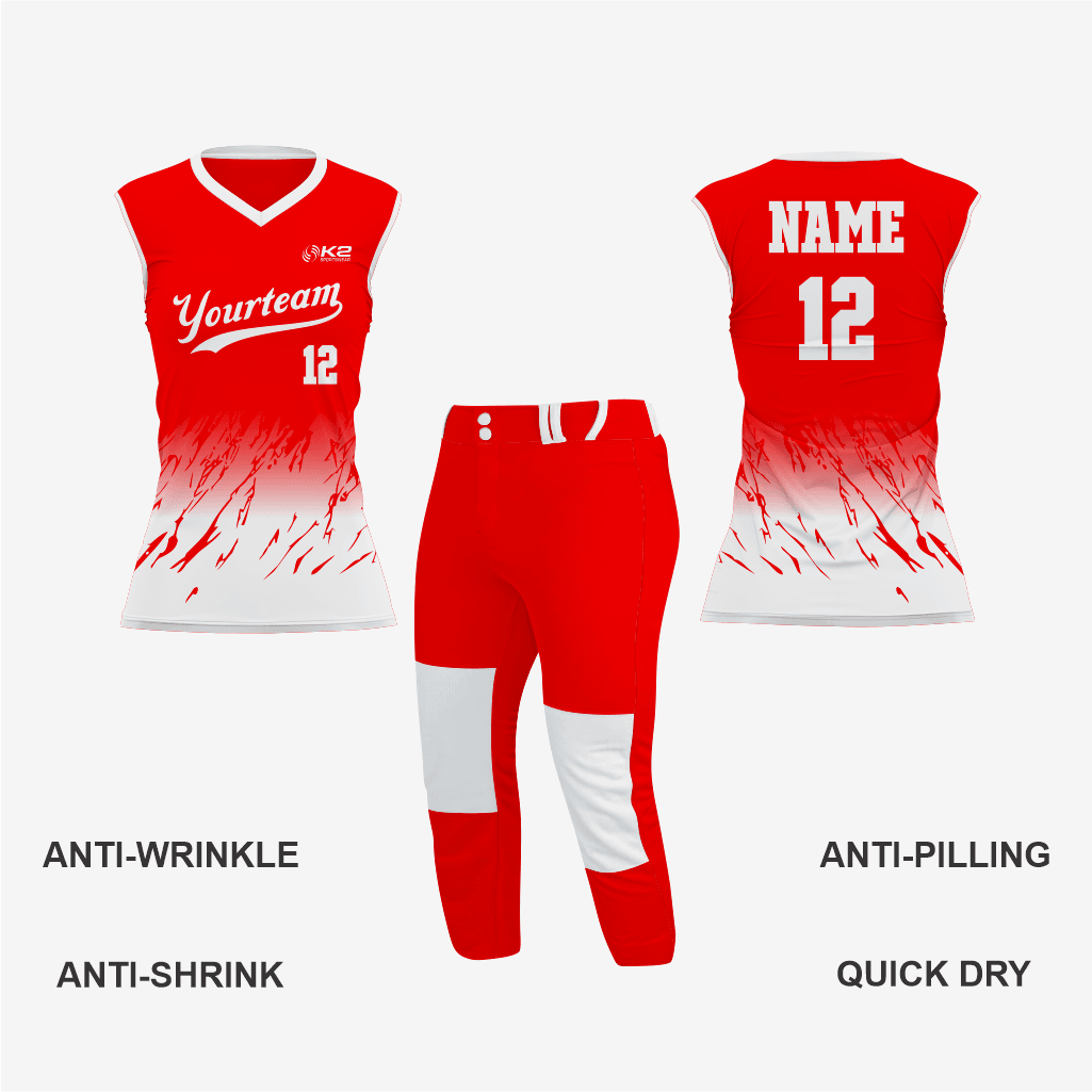 Custom Softball Sleeveless V Neck Jersey – Red - K2 Sportswear | Custom Sports Uniforms & Apparels - K2 Sportswear