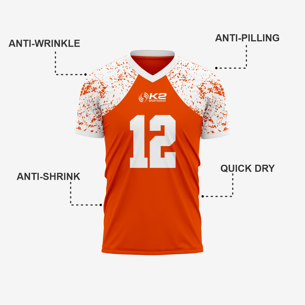 Custom Orange Football Fan Jersey for Men & Women - K2 Sportswear | Custom Sports Uniforms & Apparels - K2 Sportswear