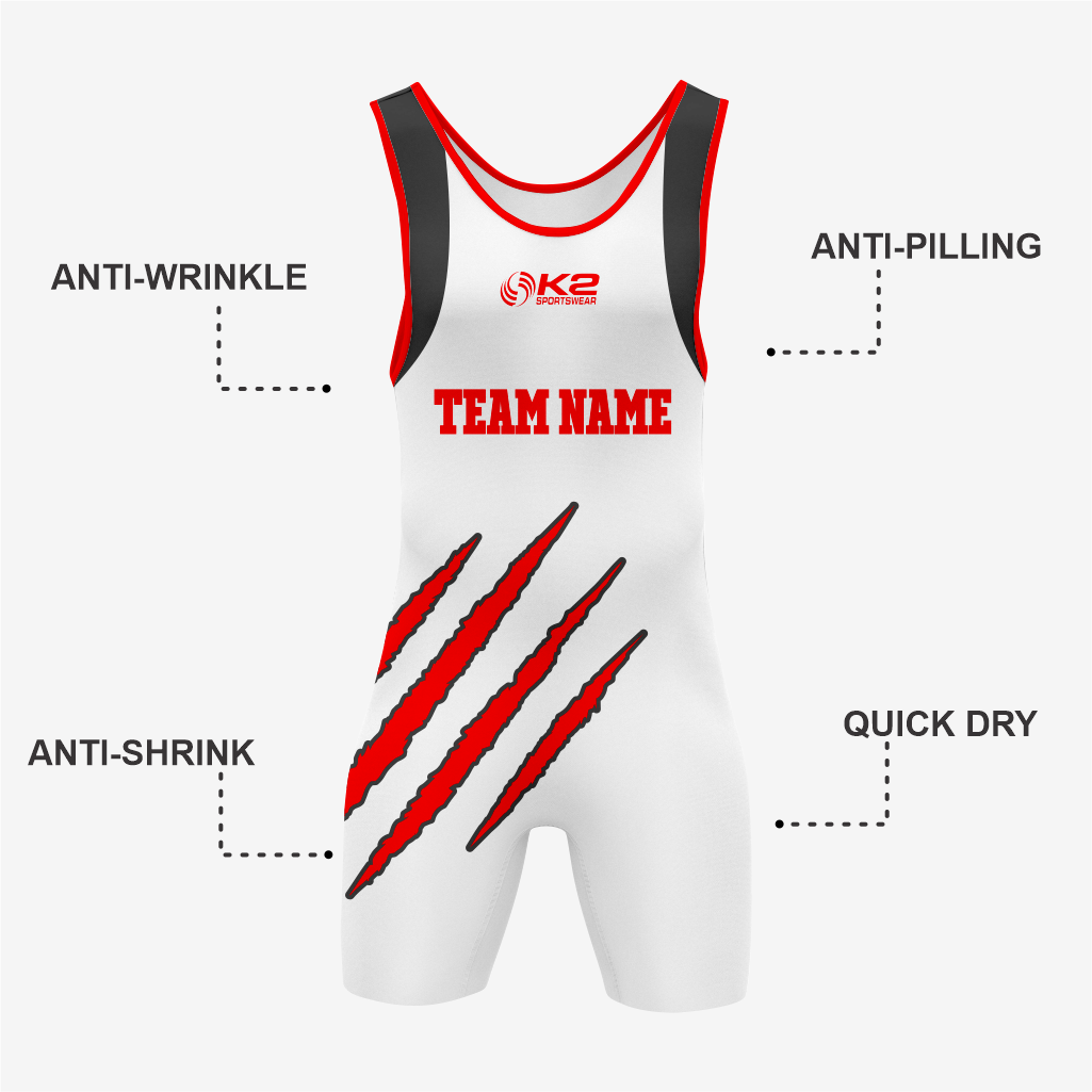 Custom White/Red Wrestling Singlet – Men's and Women's