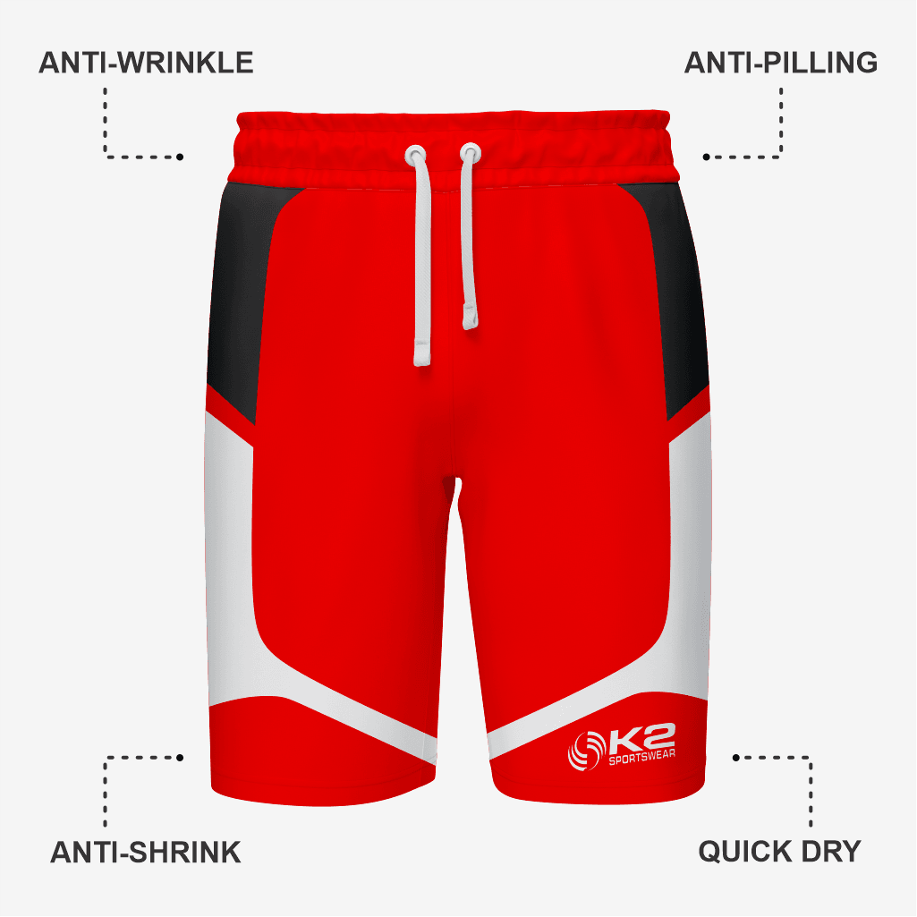 Custom Wrestling Regular Shorts in Red/White - K2 Sportswear | Custom Sports Uniforms & Apparels - K2 Sportswear