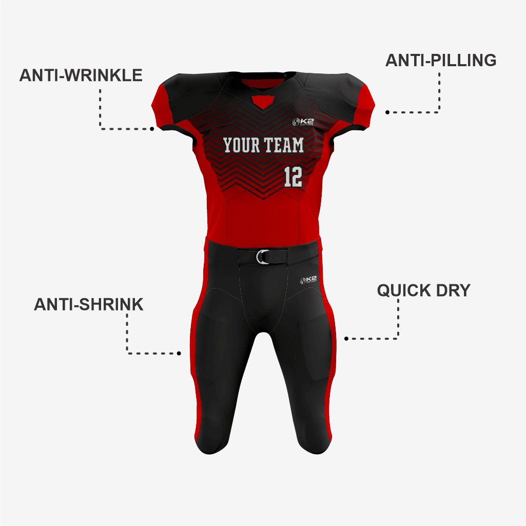 Lightweight Red and Black American Football Kit – Stay Cool - K2 Sportswear | Custom Sports Uniforms & Apparels - K2 Sportswear
