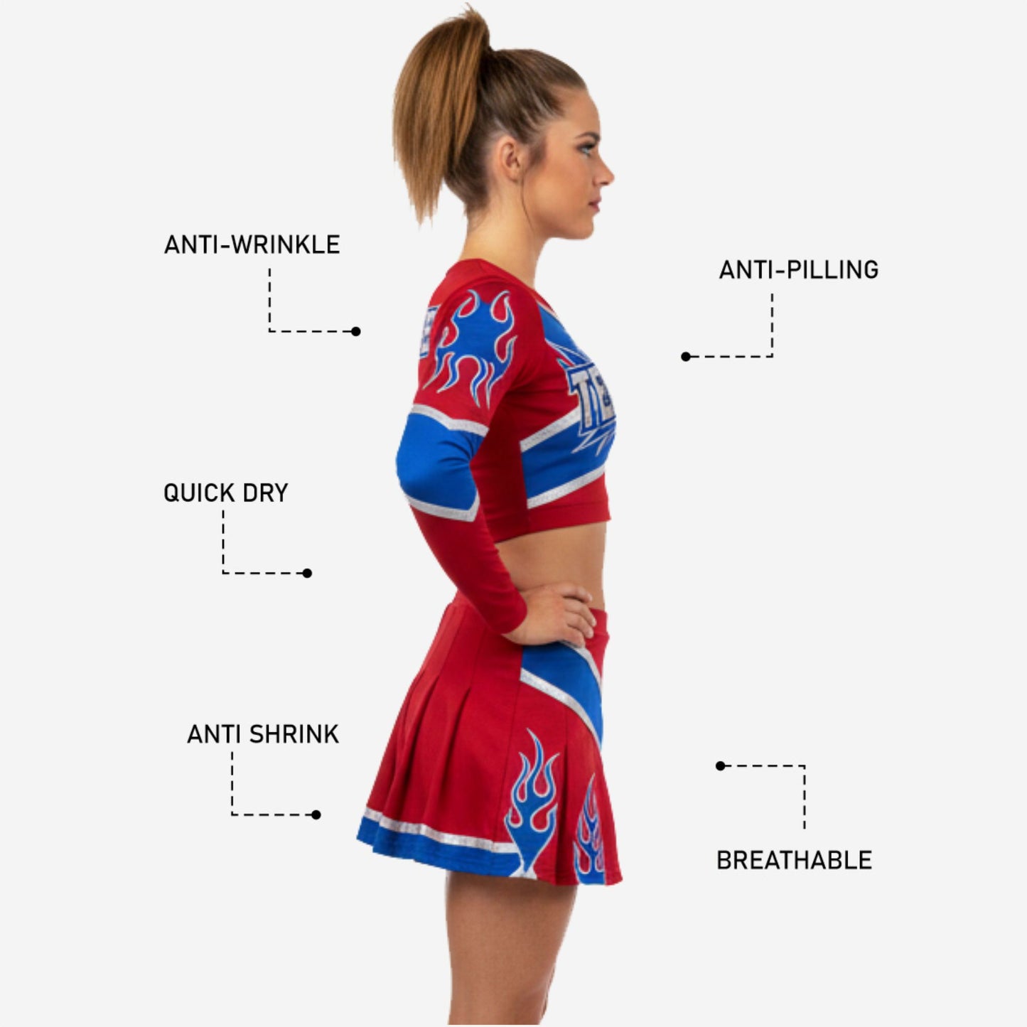 Custom Cheerleading Uniform Set with Name and Number