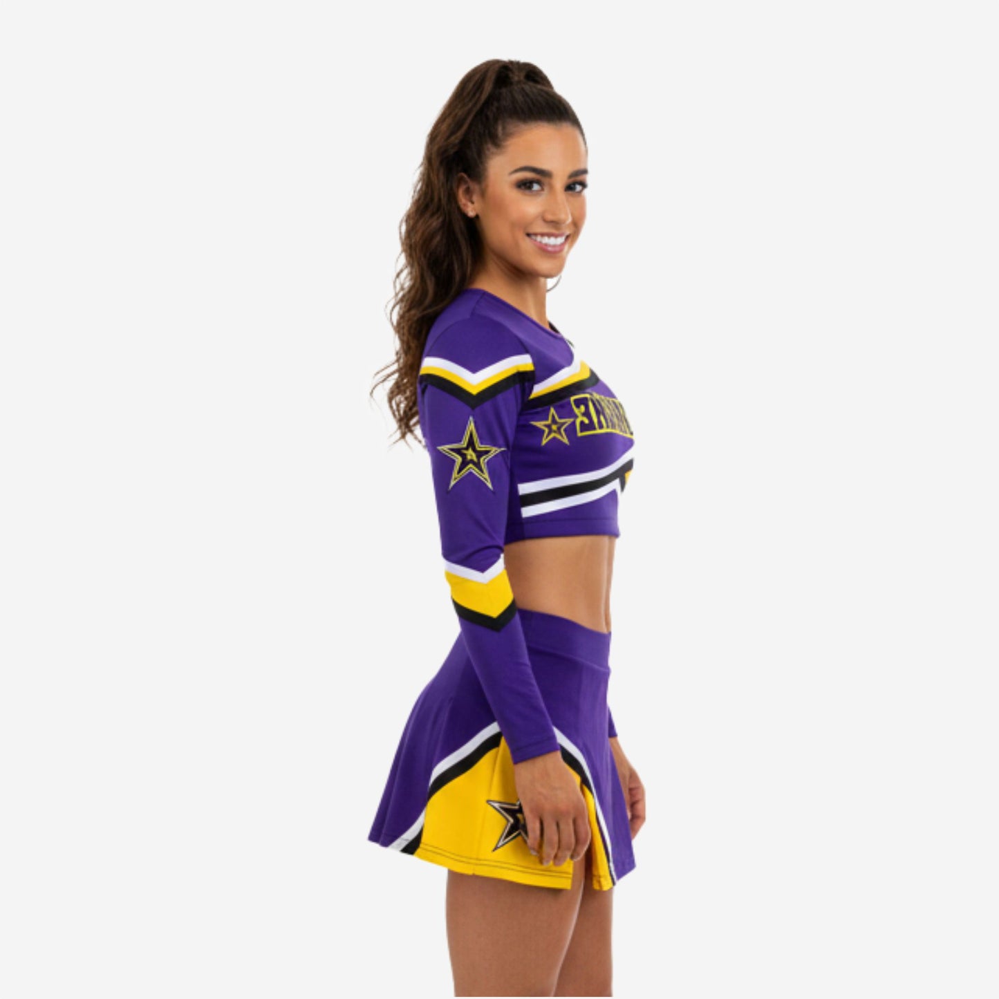 Custom Competition Cheerleading Uniforms - Long Sleeve Top & Skirt Set with Team Name