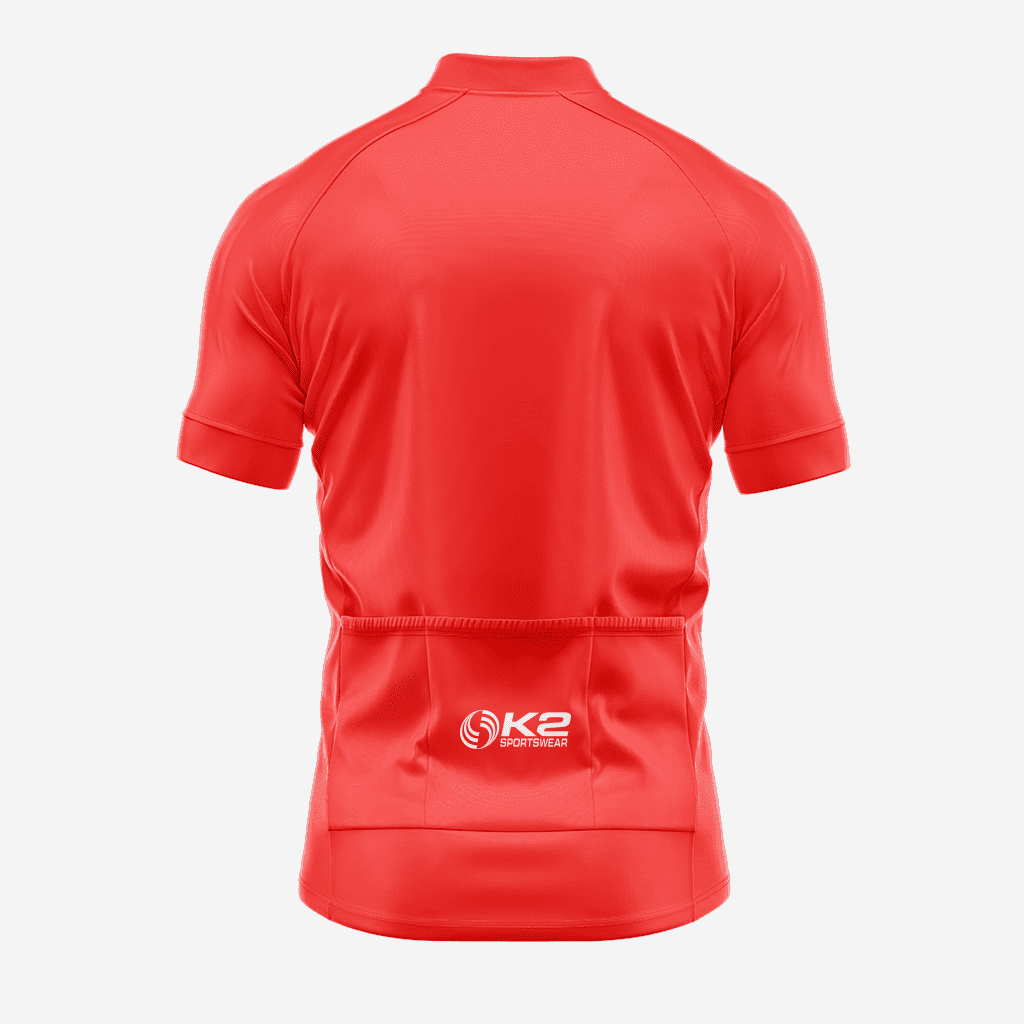 Men's Short Sleeve Cycling Jersey in Cadmium Red – Perfect Fit - K2 Sportswear | Custom Sports Uniforms & Apparels - K2 Sportswear
