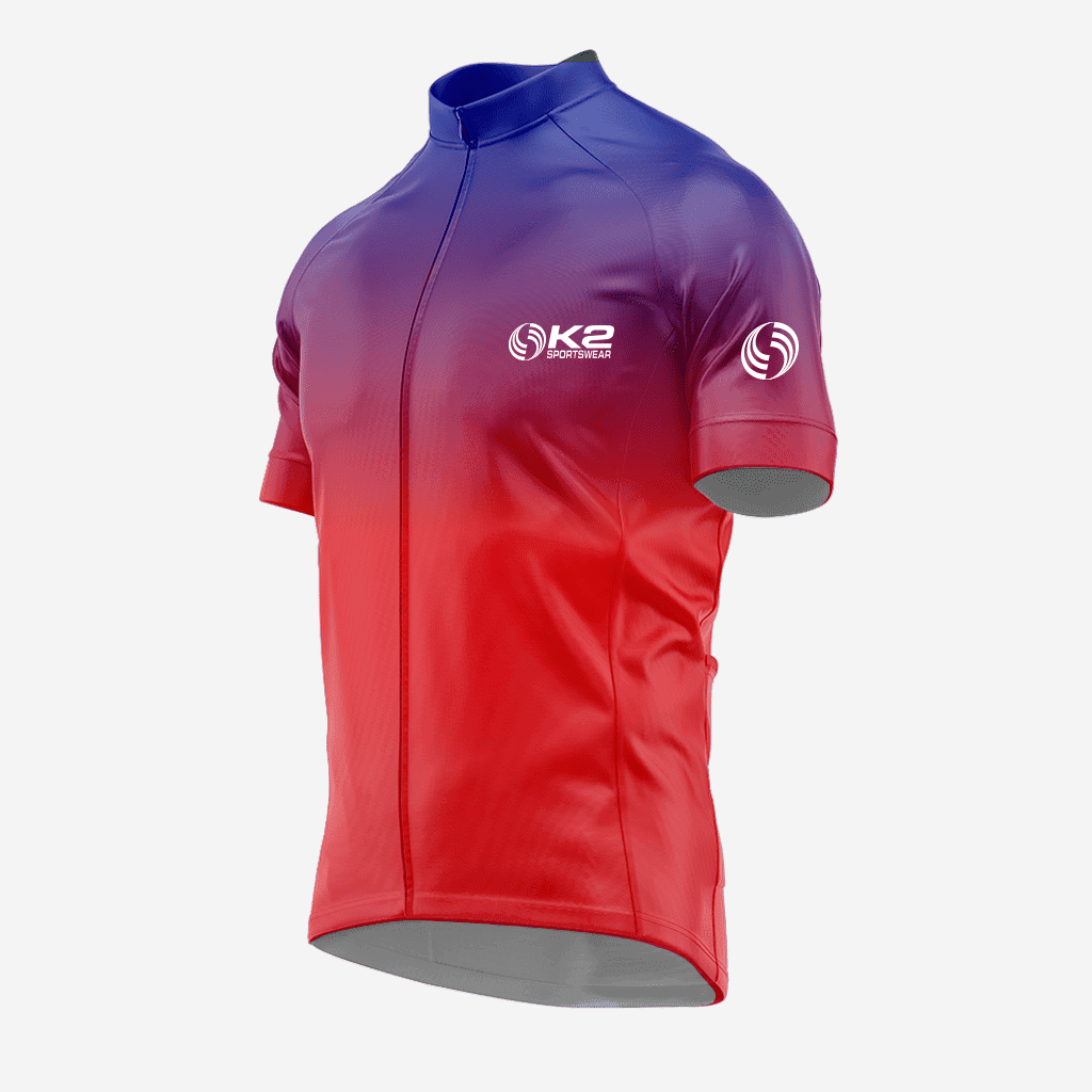 Red and Blue Men's Short Sleeve Cycling Jersey - K2 Sportswear | Custom Sports Uniforms & Apparels - K2 Sportswear