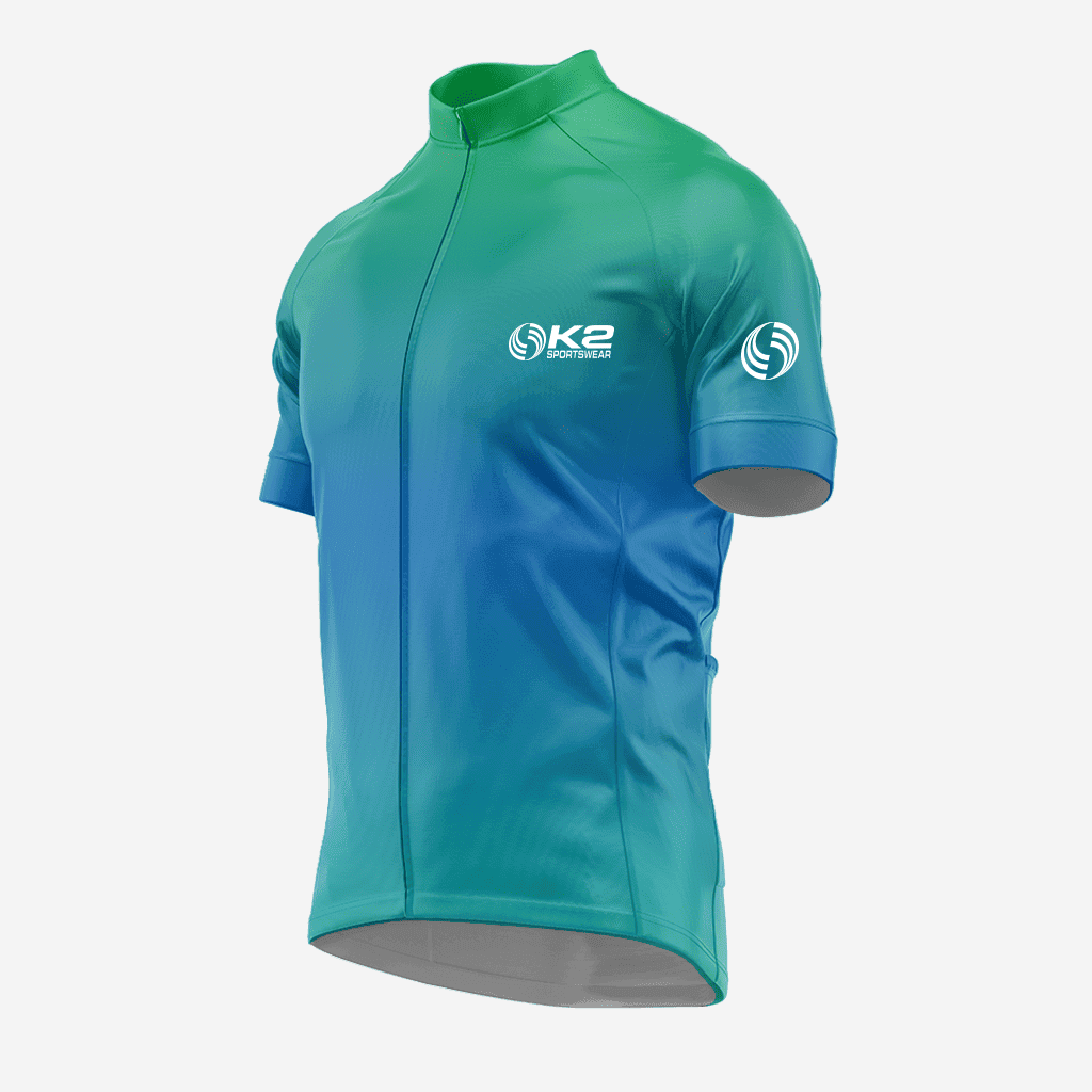 Green and Blue Men's Short Sleeve Cycling Jersey - Pro Fit - K2 Sportswear | Custom Sports Uniforms & Apparels - K2 Sportswear