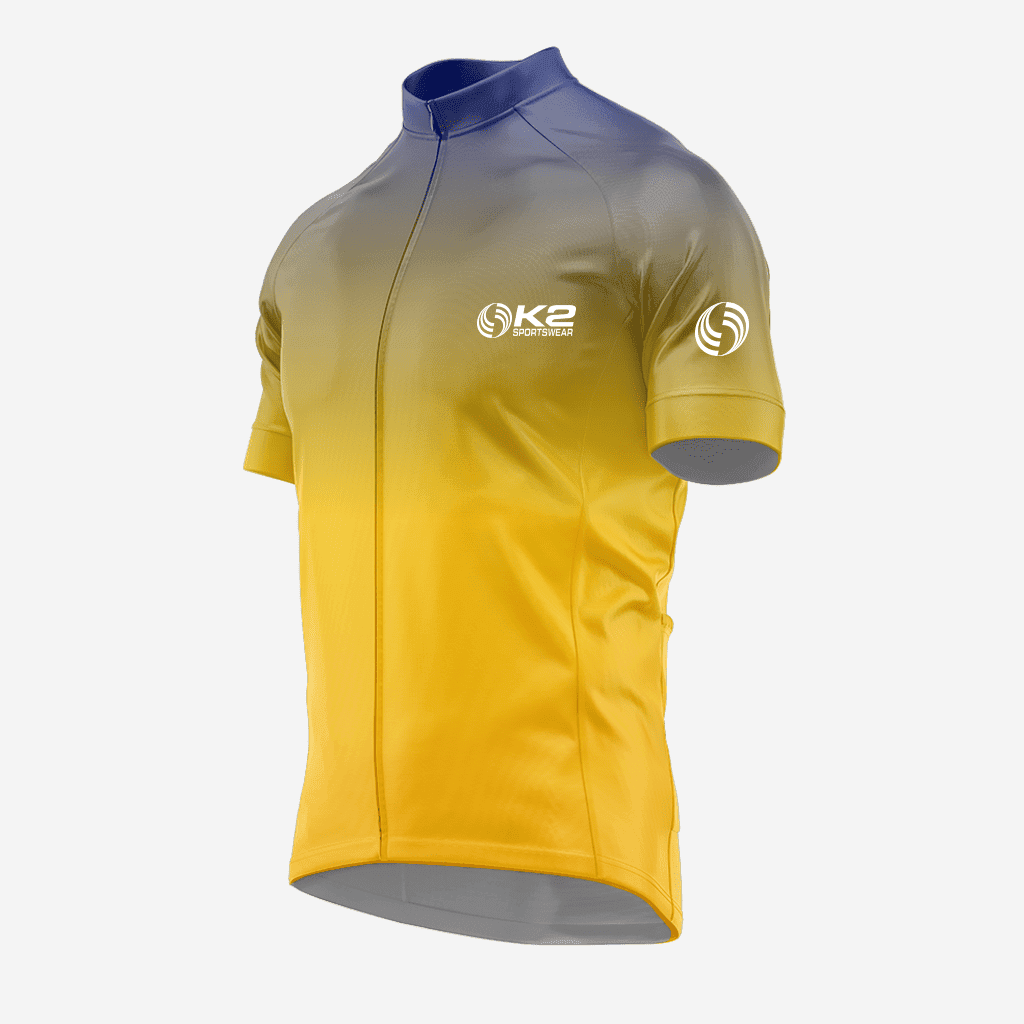 Yellow and Blue Men's Short Sleeve Cycling Jersey - K2 Sportswear | Custom Sports Uniforms & Apparels - K2 Sportswear