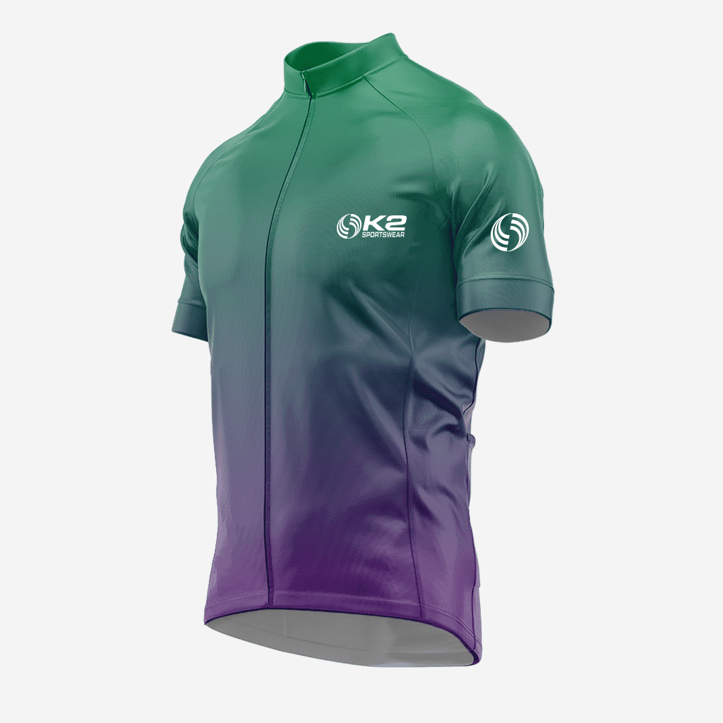Green and Purple Men's Short Sleeve Cycling Jersey - K2 Sportswear | Custom Sports Uniforms & Apparels - K2 Sportswear