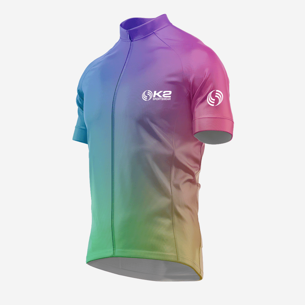 Men's Short Sleeve Cycling Jersey in Multi Color Gradient - K2 Sportswear | Custom Sports Uniforms & Apparels - K2 Sportswear