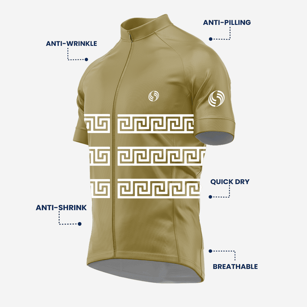 Dark Tan Greek Style Short Sleeve Cycling Jersey for Men - K2 Sportswear | Custom Sports Uniforms & Apparels - K2 Sportswear