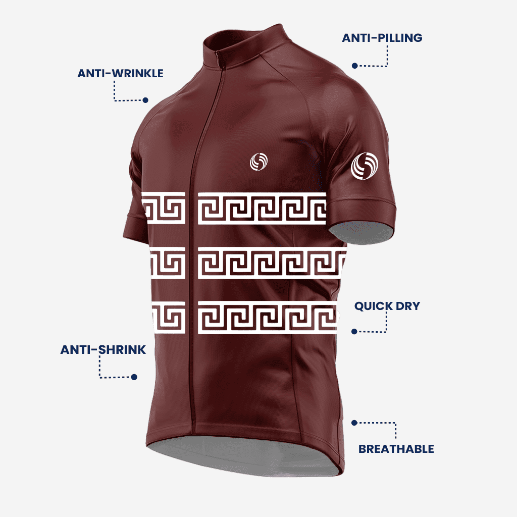 Deep Coffee Greek Style Short Sleeve Cycling Jersey for Men - K2 Sportswear | Custom Sports Uniforms & Apparels - K2 Sportswear