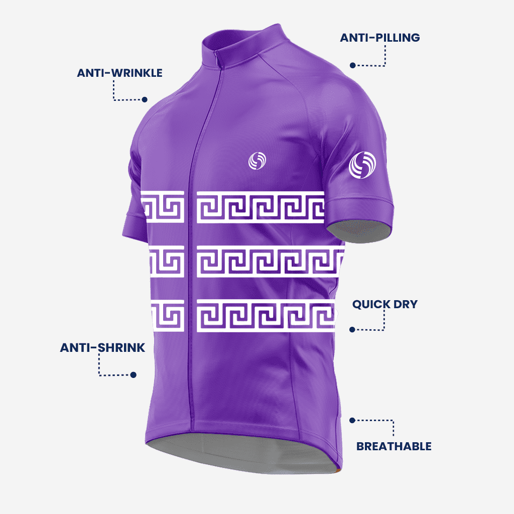 Purple Greek Style Cycling Jersey - Men's Short Sleeve - K2 Sportswear | Custom Sports Uniforms & Apparels - K2 Sportswear