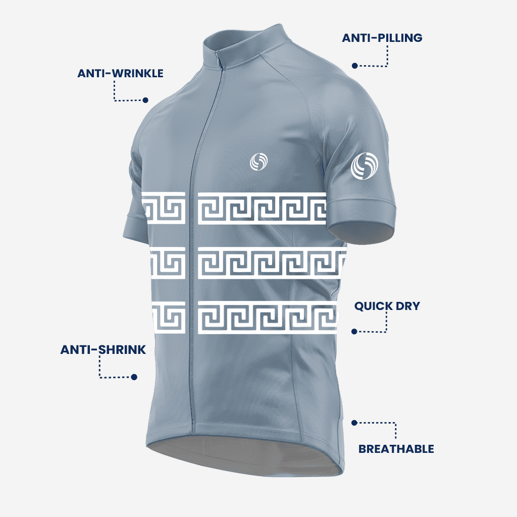 Slate Grey Greek Style Short Sleeve Cycling Jersey for Men - K2 Sportswear | Custom Sports Uniforms & Apparels - K2 Sportswear