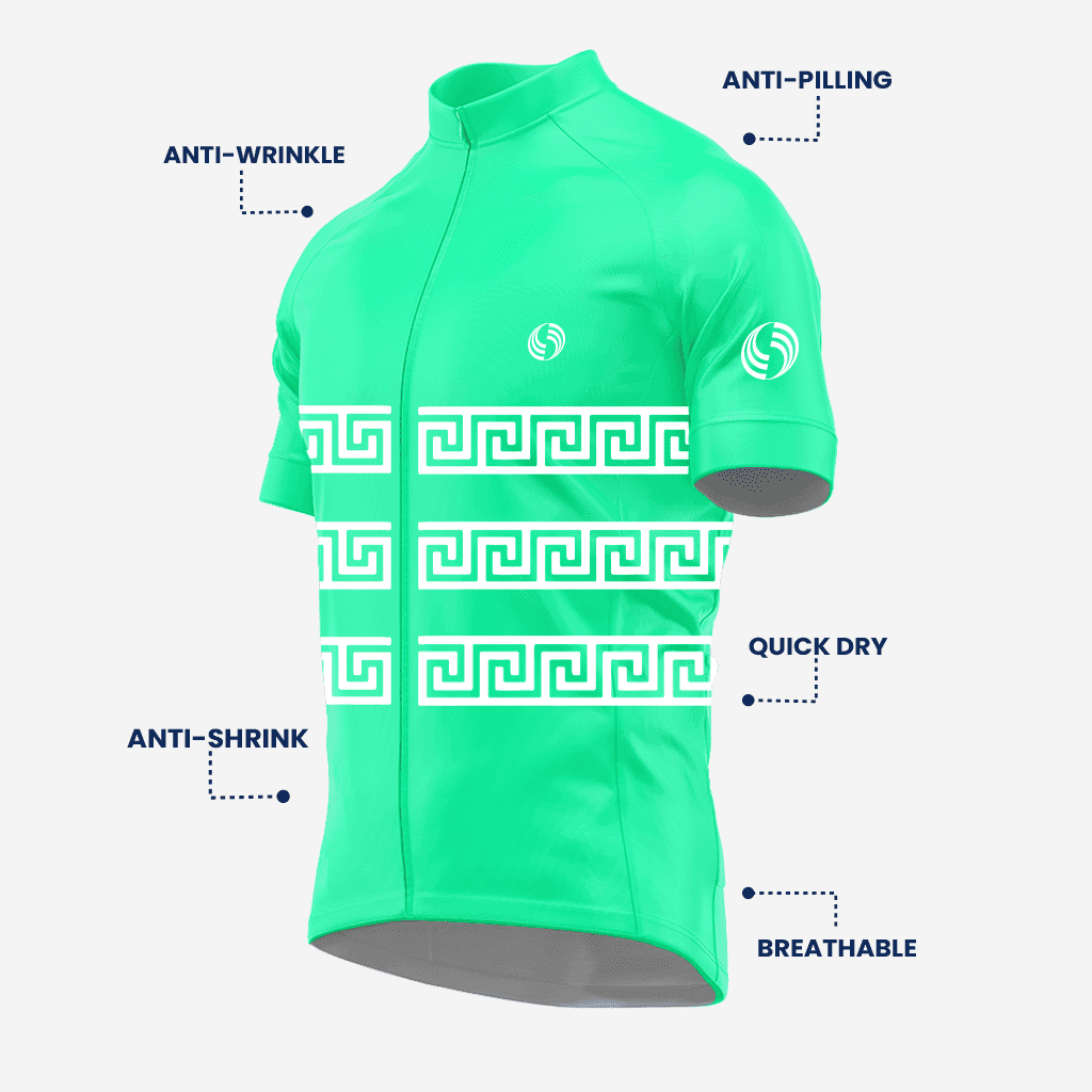 Greek Style Short Sleeve Cycling Jersey for Men - Spring Green - K2 Sportswear | Custom Sports Uniforms & Apparels - K2 Sportswear