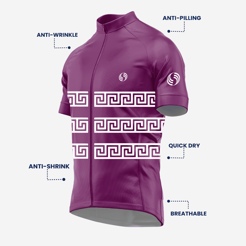 Dark Purple Short Sleeve Greek Style Cycling Jersey for Men - K2 Sportswear | Custom Sports Uniforms & Apparels - K2 Sportswear