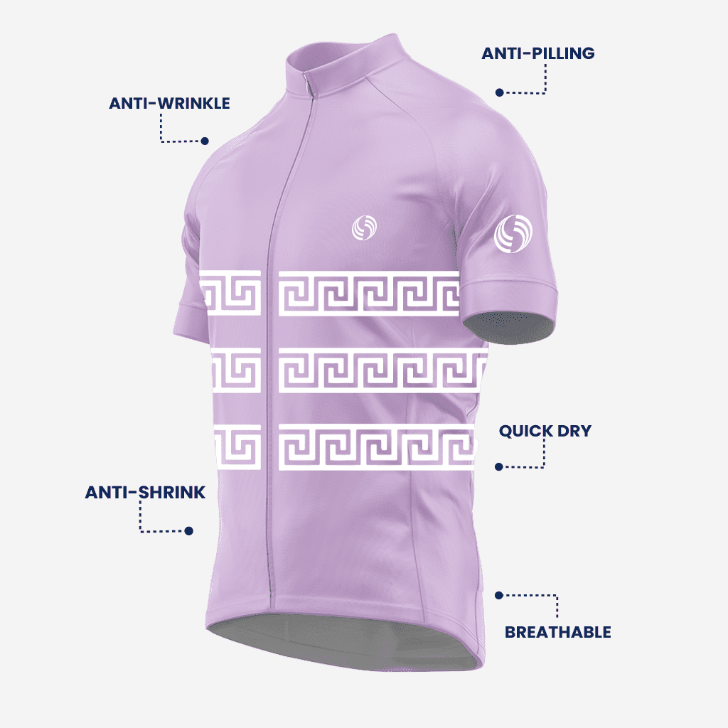 Bright Purple Short Sleeve Greek Style Cycling Jersey for Men - K2 Sportswear | Custom Sports Uniforms & Apparels - K2 Sportswear