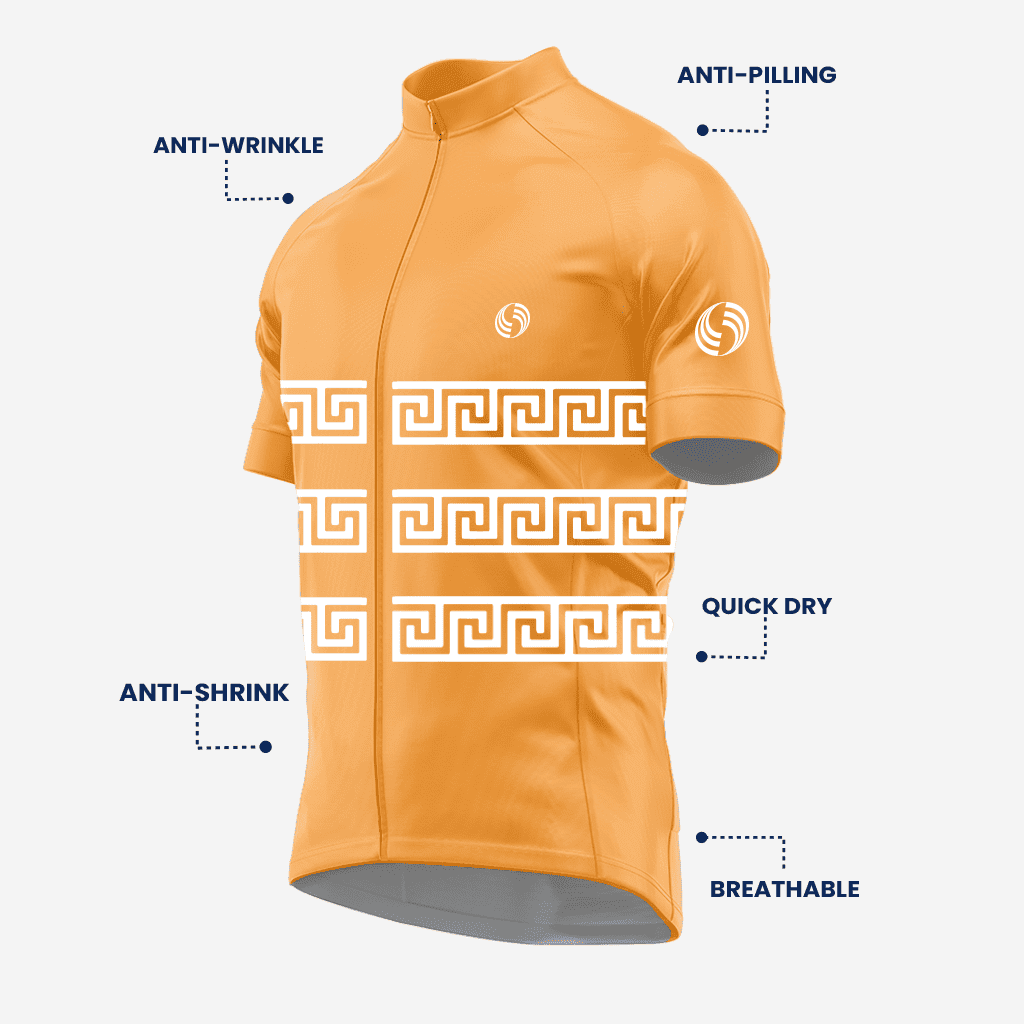 Greek Style Persian Orange Short Sleeve Cycling Jersey for Men - K2 Sportswear | Custom Sports Uniforms & Apparels - K2 Sportswear