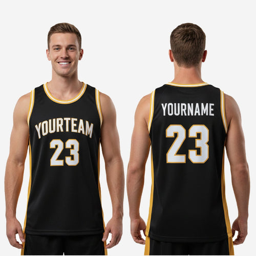 Black and Gold Basketball Jerseys - Custom Names and Numbers