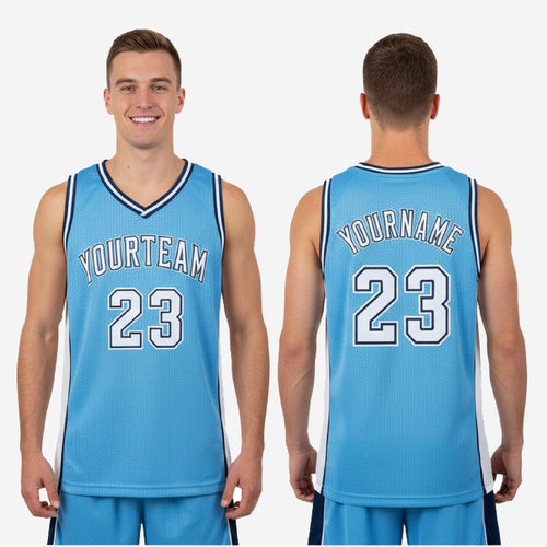 Carolina Blue Basketball Jerseys - Custom White with Player Numbers