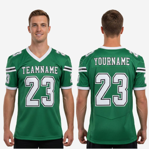 Side Panel Custom 7 on 7 Football Jerseys in Green and White