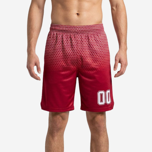 Hex Fade Custom Basketball Shorts for Teams - Red and White