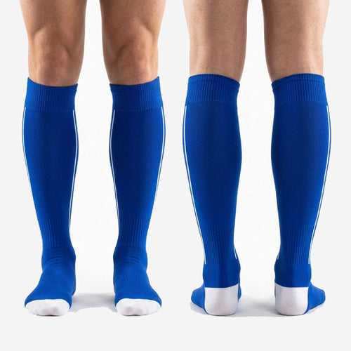 Custom Blue Soccer Socks with Team Name and Numbers - Royal Blue